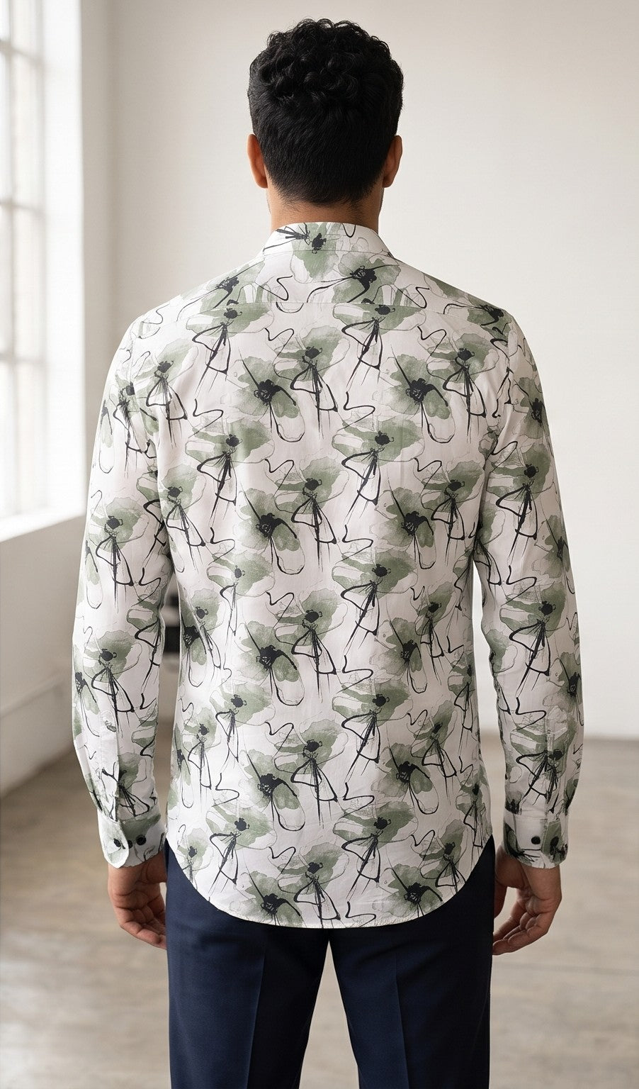 Sage Green Printed Shirt