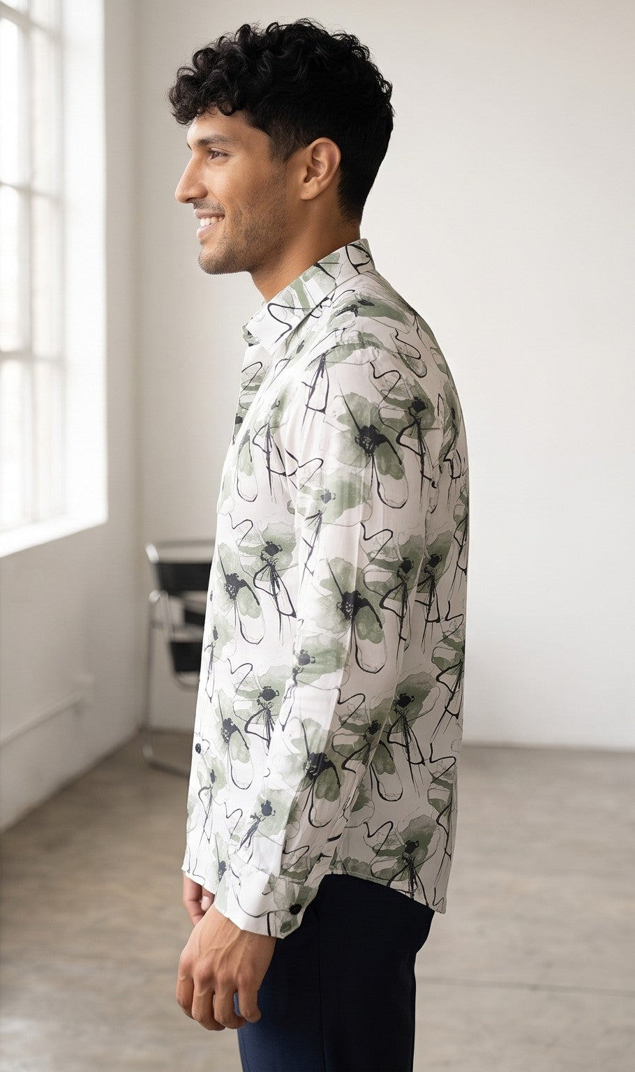 Sage Green Printed Shirt