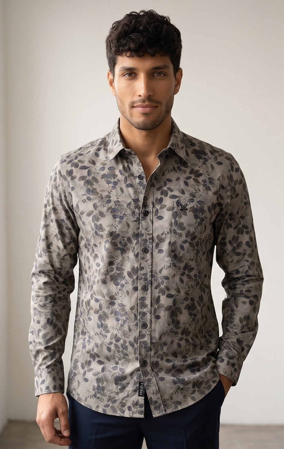 Slate Bloom Printed Shirt