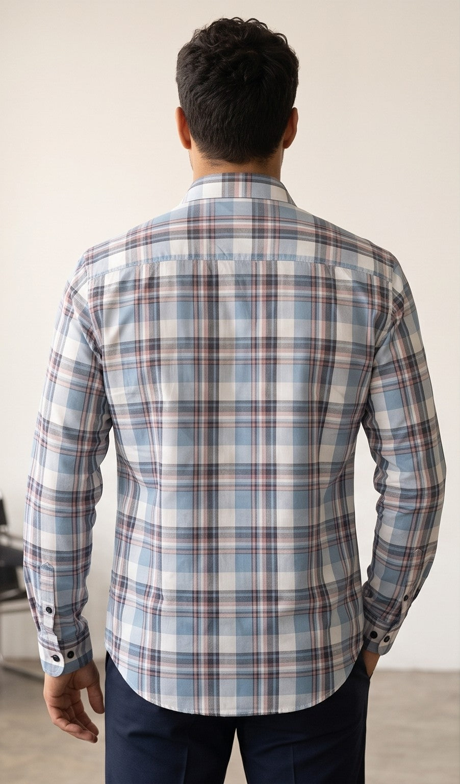 Blue Grey Checks Shirt