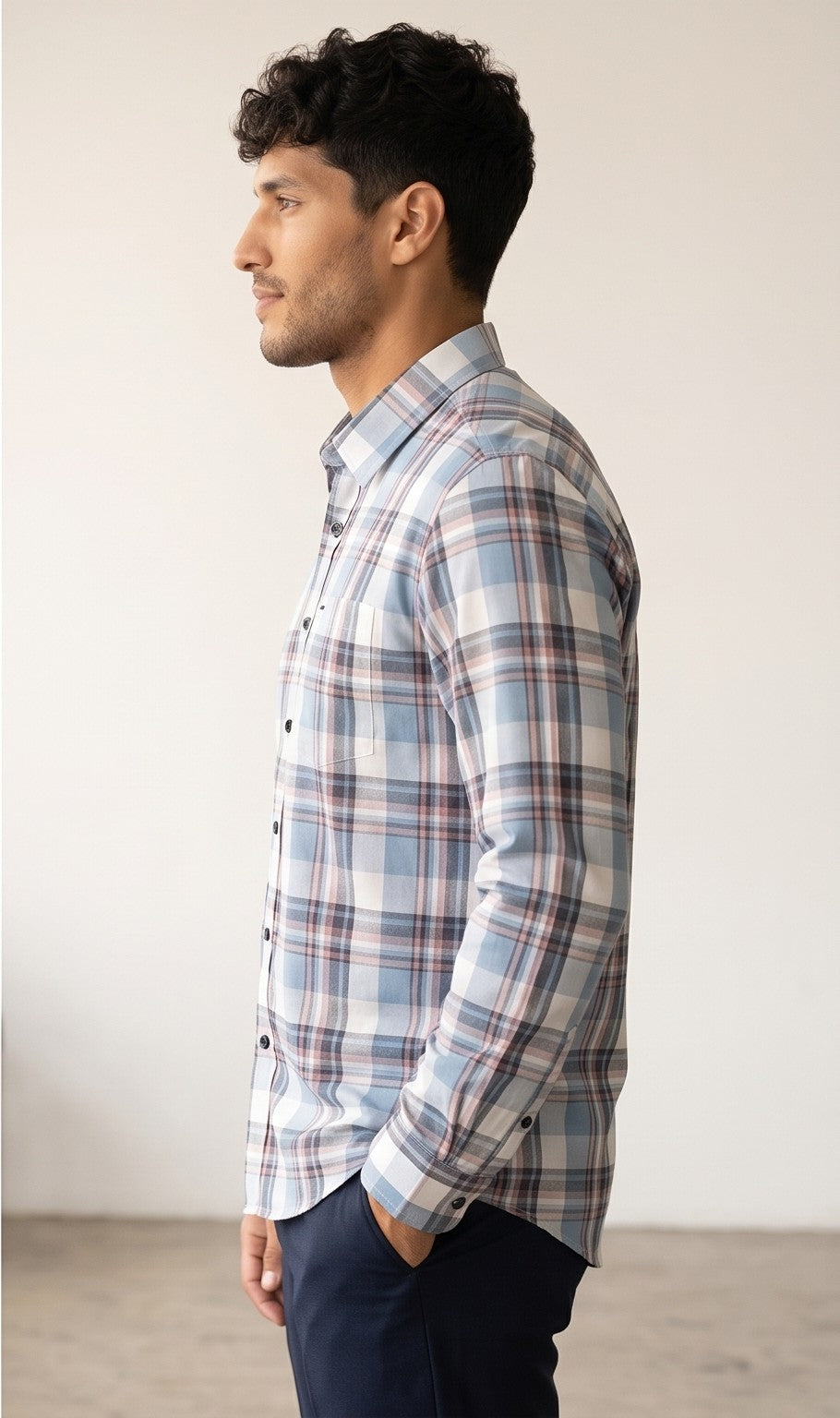 Blue Grey Checks Shirt