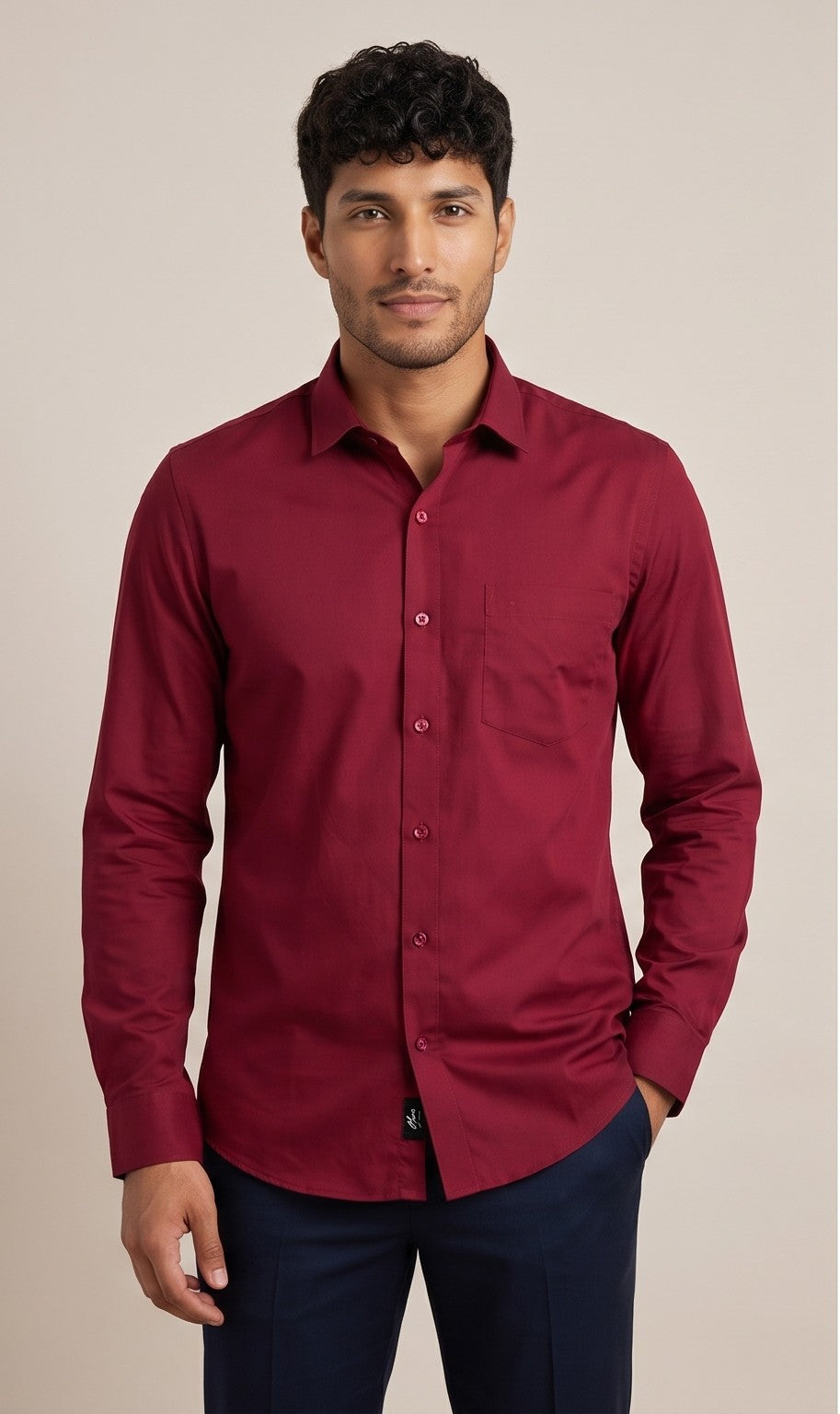 Crimson Red Plain Shirt