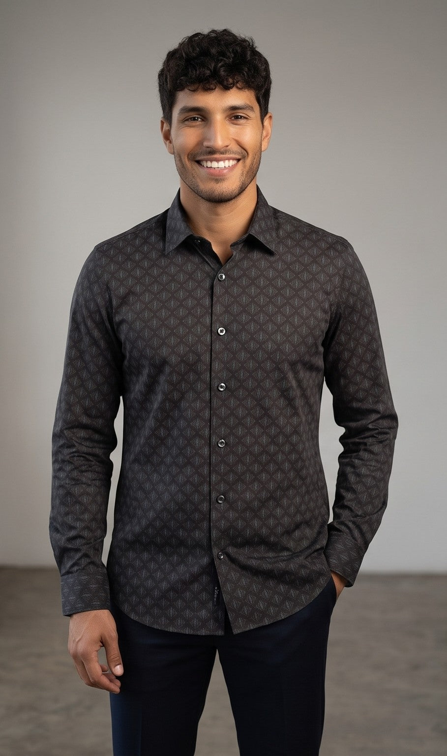 Charcoal Diamond Print Shirt