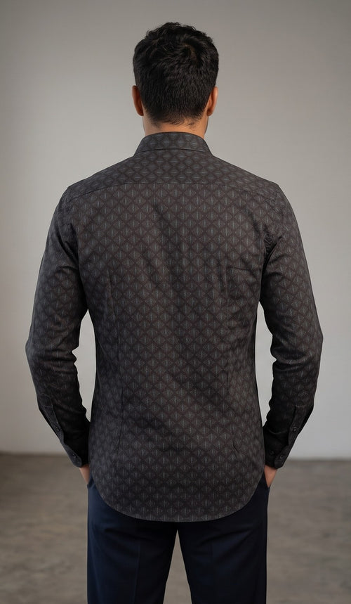 Charcoal Diamond Print Shirt