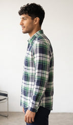 Navy Green Checks Shirt