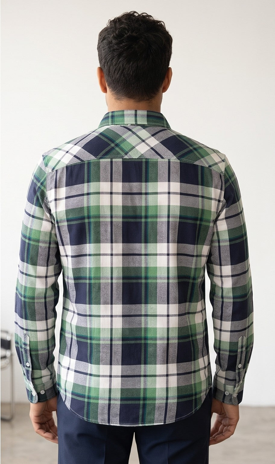Navy Green Checks Shirt
